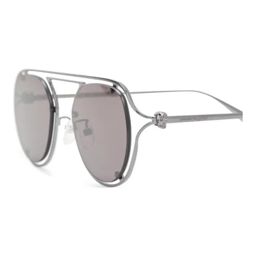 Alexander McQueen Metal Irregular Shape Sunglasses Women's Silver