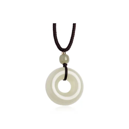 BYTHERE Hetian Jade Necklaces Pale Greenish White Jade Unisex