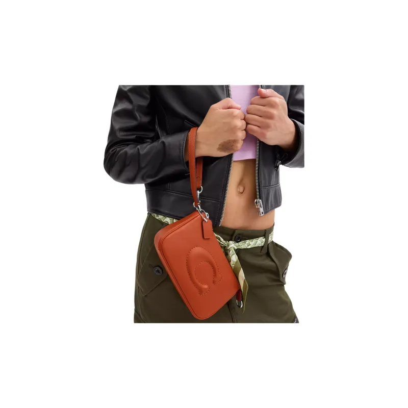 COACH Nolita Cow Leather One Shoulder Handbag Small Size Women's Dark Orange-3