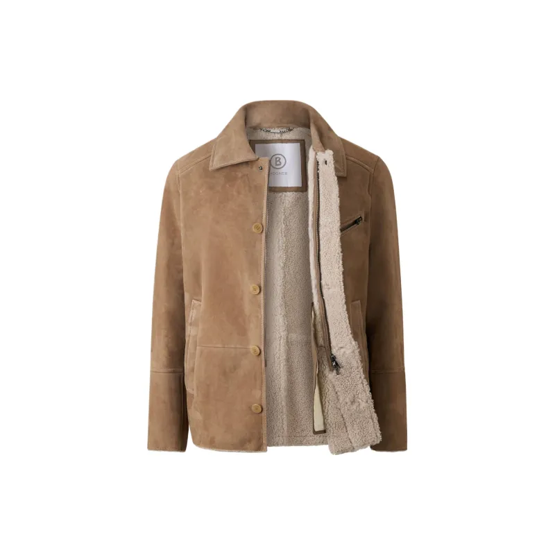 BOGNER FW24 Leather Jacket Men's Beige-1