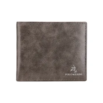 POLOMEISDO PU Microfiber Leather Cropped Money Clip Wallet Men's Light Coffee Customizable Greeting Card/Photo
