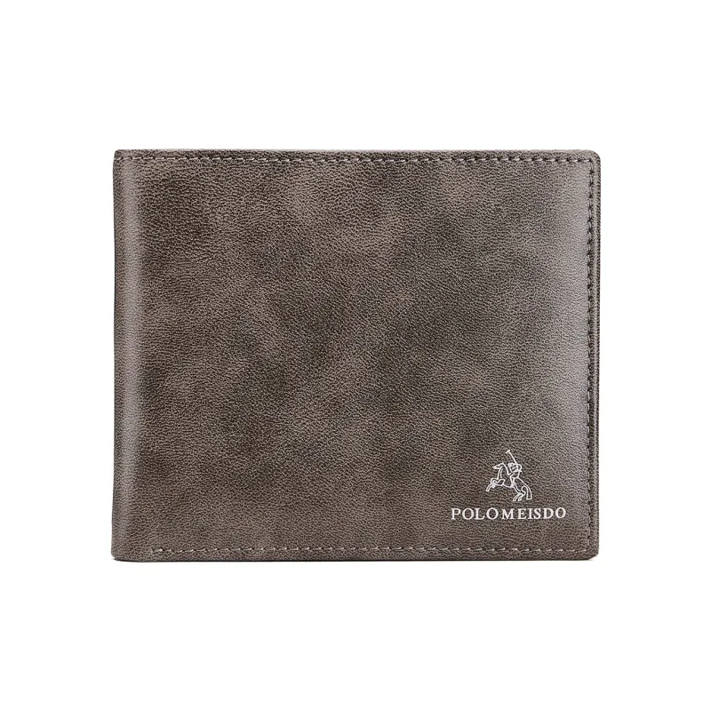 POLOMEISDO PU Microfiber Leather Cropped Money Clip Wallet Men's Light Coffee Customizable Greeting Card/Photo-0