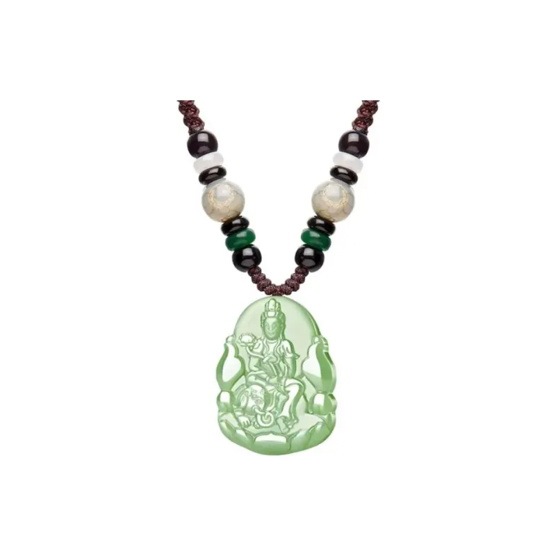QIANCHANG Necklaces Green Jade Unisex-8