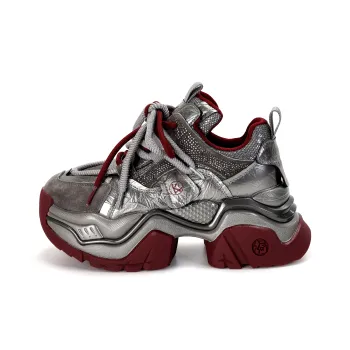FAICCIA Low Top Platform Chunky Sneakers Women's Gunmetal