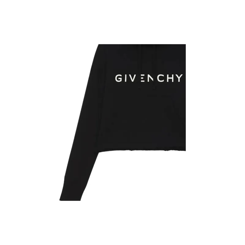 Givenchy Archetype Oversized Cropped Hoodie 'Black'-3
