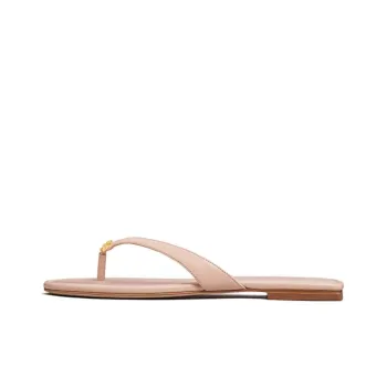 TORY BURCH Logo plaque Leather Flip Flops