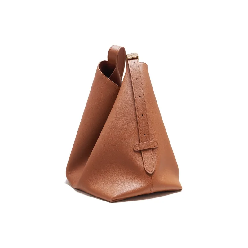 UNIFINE Top Grain Cow Leather Crossbody Bag Shoulder Bag Large Size Women's Midnight Black/Tea Brown-2