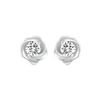 Happy Tide Sterling Silver Earrings Women's Rose Name Stud Earrings White Gold Rose Name Stud Earrings Rose Gold
