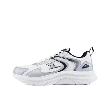 XTEP Cushioning, Slip Resistant, And Abrasion Resistant Low Top Casual Running Shoes Men's White Silver