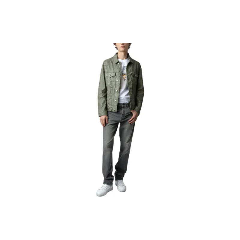 Zadig & Voltaire FW24 Leather Jacket Men's Green-1