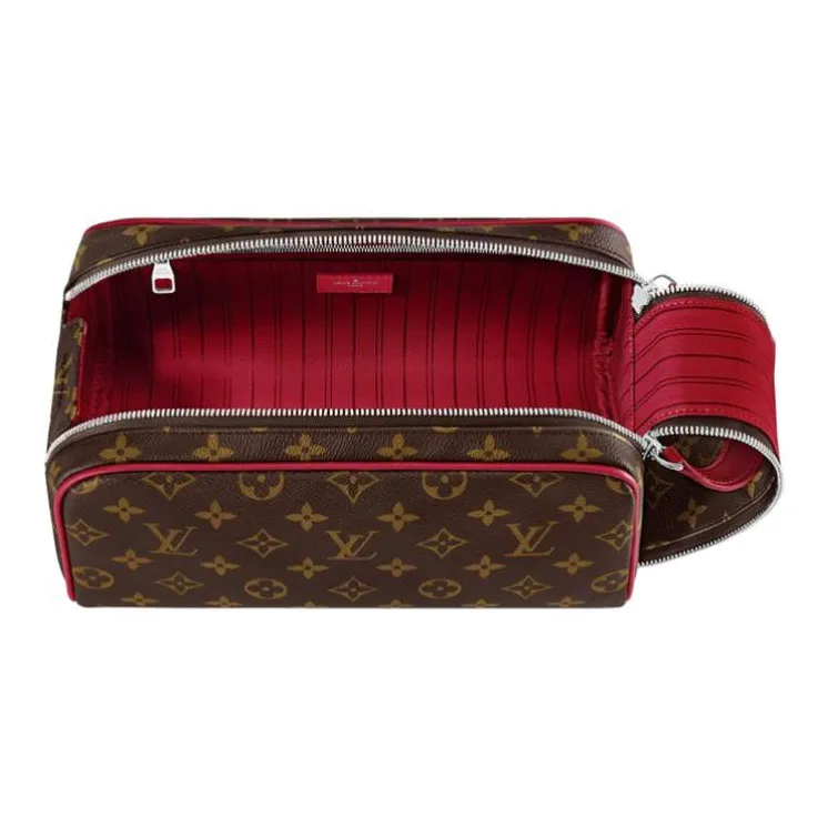 LOUIS VUITTON Dopp Kit Leather Toiletry Bag Regular Men's Red & Brown-1