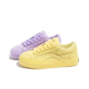 TUOPIN Pie Shoes Slip Resistant Waterproof Abrasion Resistant Low Top Skateboard Shoes Unisex Yellow Purple Mismatched