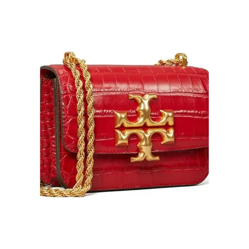 TORY BURCH Eleanor Crocodile Leather With Cow Leather Shoulder Bag, Crossbody Bag Women's Red-3