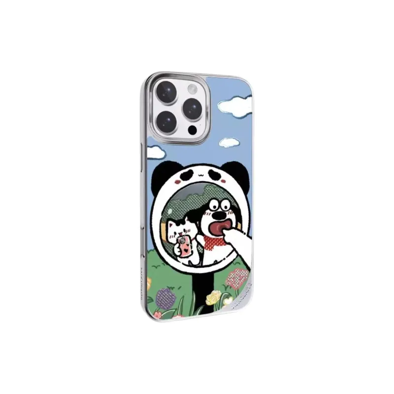 LANWK Glass Material Haha Mirror Big Eye Dog Phone Case Compatible With IPhone 14/15/16/Pro/Pro Max-6