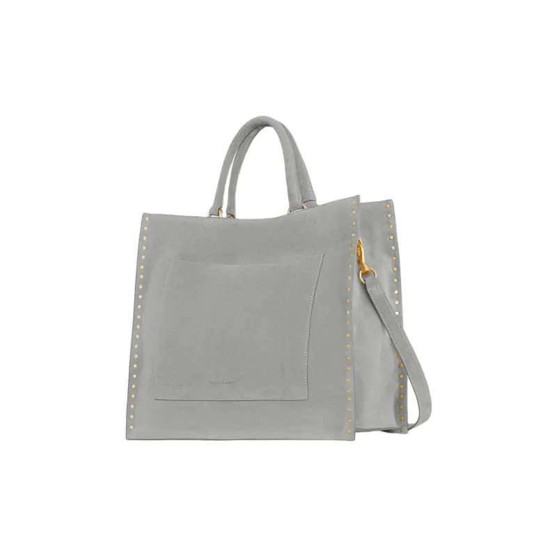 REBECCA MINKOFF Suede Leather Tote Bag Shopping Bag Shoulder Bag Crossbody Bag Handbag Women's Gray-1