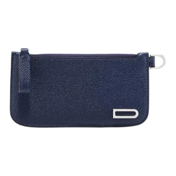 Delvau Shiny Grained Alpina Calfskin Card Holder Women's Blue-0