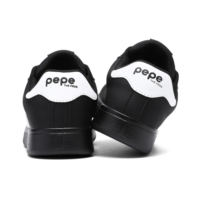 Pepe The Frog Skateboard Shoes Unisex Low Top Black/White/White Ice Blue-6
