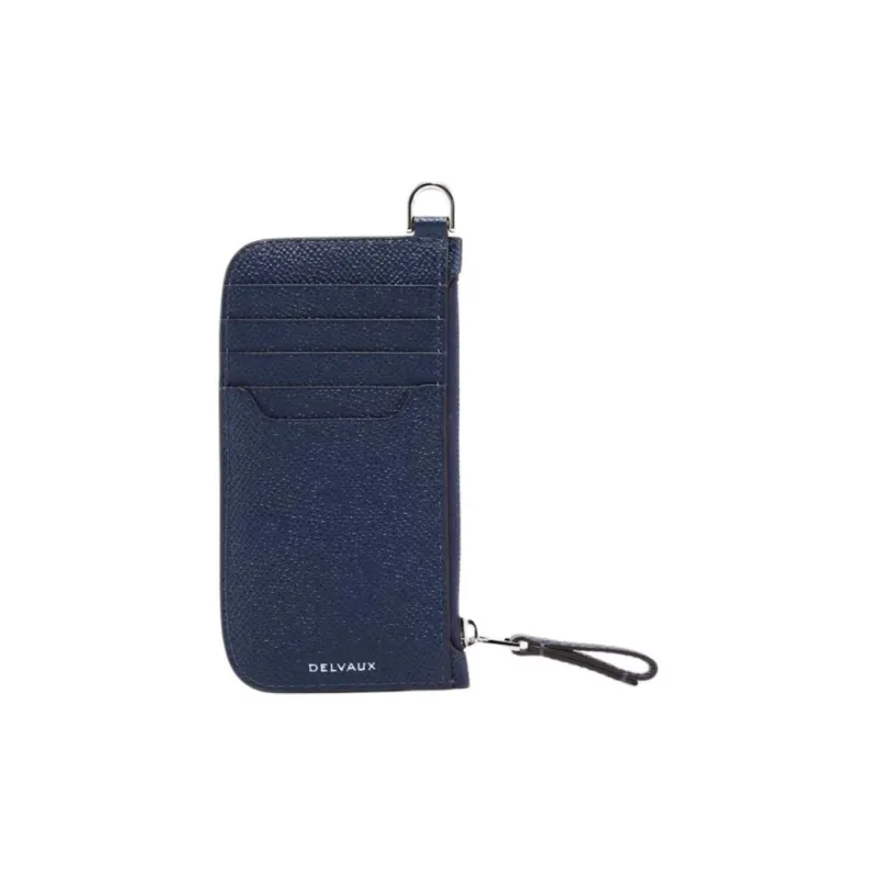 Delvau Shiny Grained Alpina Calfskin Card Holder Women's Blue-1