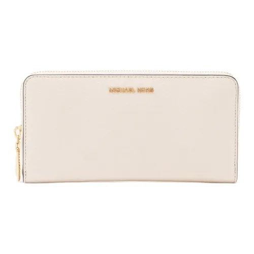 MICHAEL KORS Cow Leather Wallet Large Size Women's Light Cream
