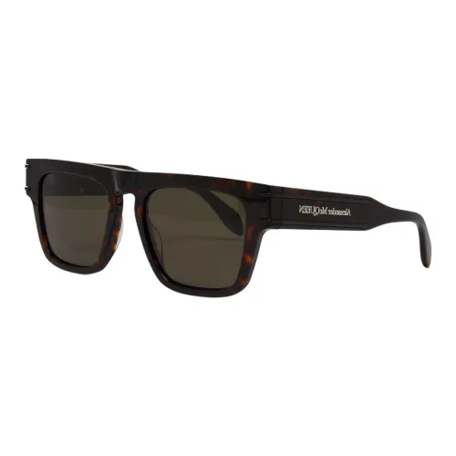 Alexander McQueen Acetate Square Sunglasses Men's Havana