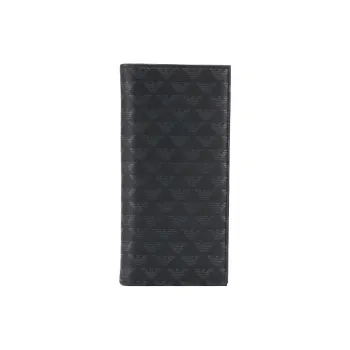 EMPORIO ARMANI Leather Card Holder Wallet Men's Black