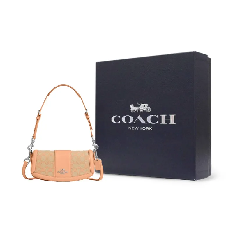 COACH Cow Leather With Textile Shoulder Bag Small Size Unisex SV/Faded Rouge Pink-8