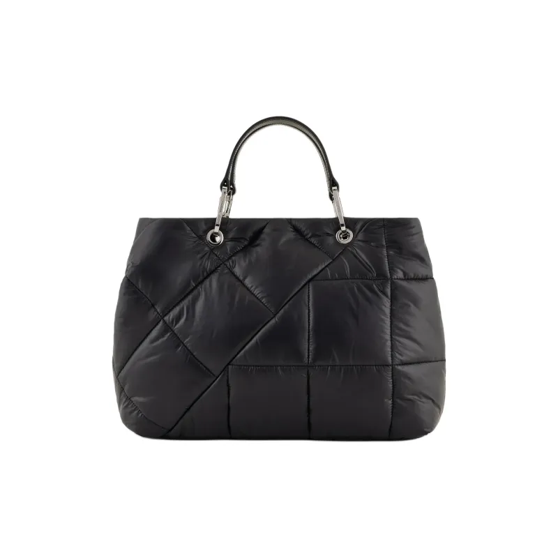 EMPORIO ARMANI MyEA Nylon Tote Bag, Shopping Bag, Handbag Medium Size Women's Black-2