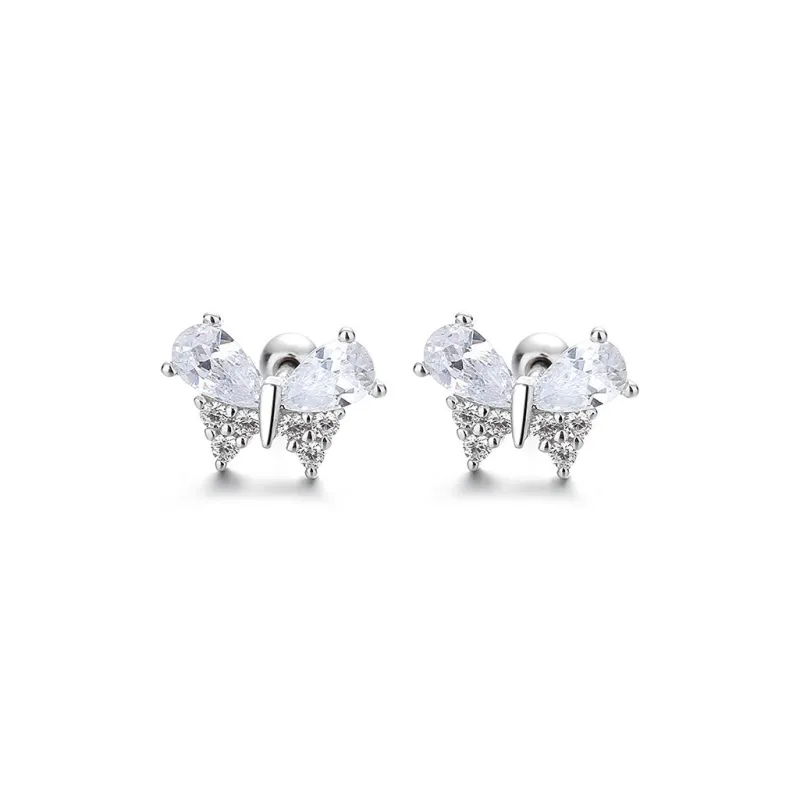UX S925 Silver Stud Earrings Women's-0