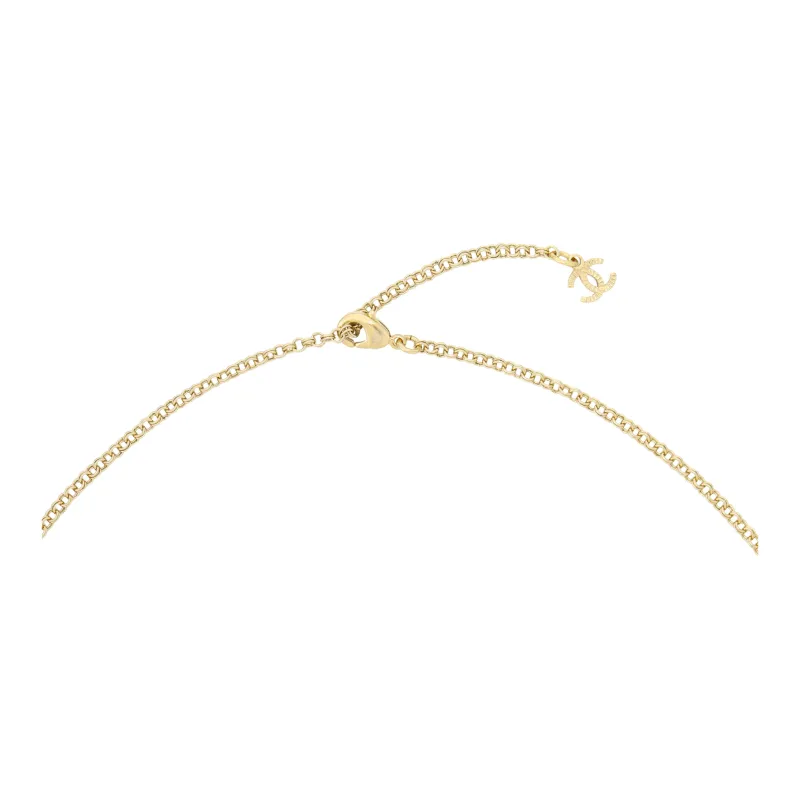 CHANEL Metal, Rhinestone Necklaces Women's Gold-3