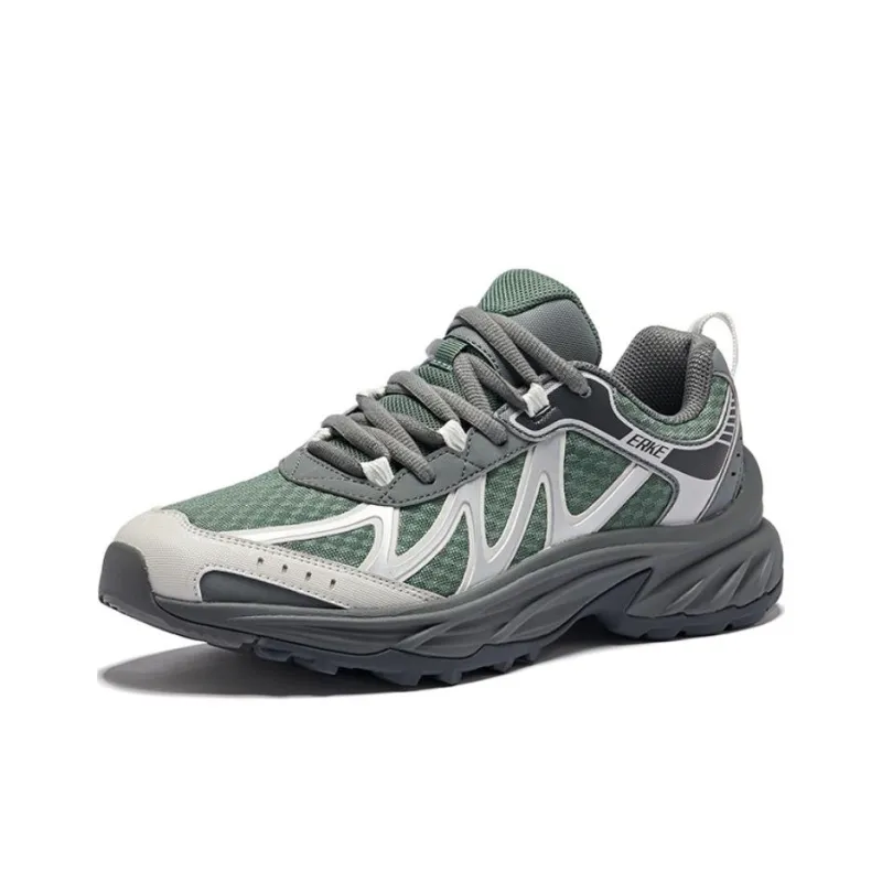 Erke Cushioned Slip Resistant Support Low Top Casual Shoes Men's Pine Frost Green Steel Gray-2