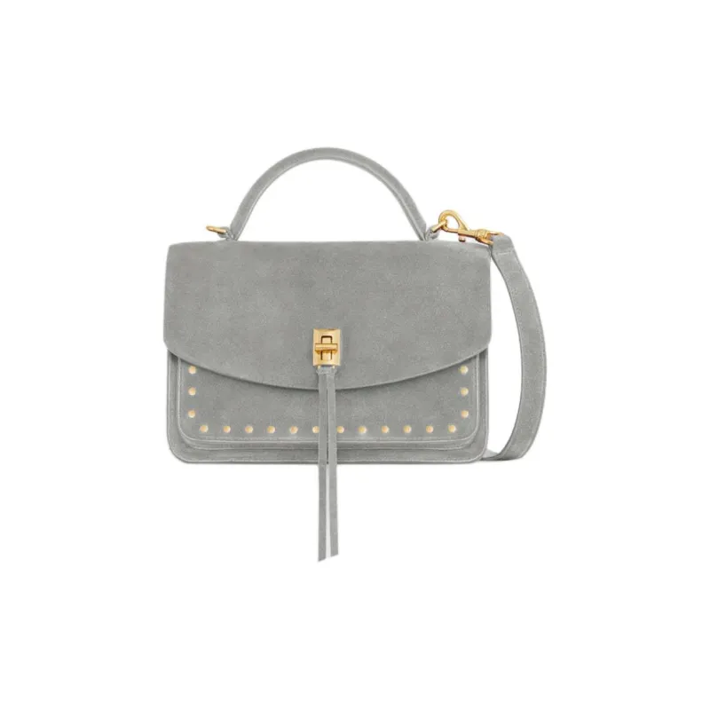 REBECCA MINKOFF Suede Leather Shoulder Bag Crossbody Bag Handbag Small Size Women's Gray-0