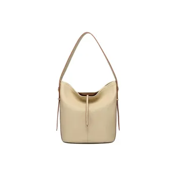 GELANNI Cow Leather Shoulder Bag Women's Ecru/Black/Gray