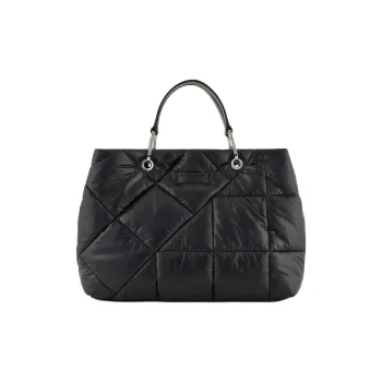EMPORIO ARMANI MyEA Nylon Tote Bag, Shopping Bag, Handbag Medium Size Women's Black