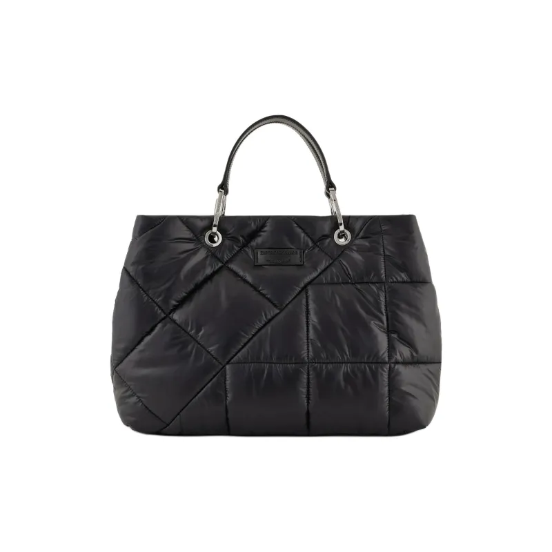 EMPORIO ARMANI MyEA Nylon Tote Bag, Shopping Bag, Handbag Medium Size Women's Black-0