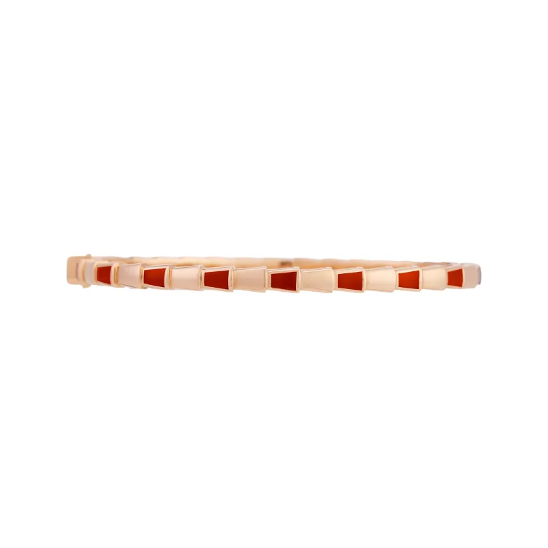 BVLGARI 18K Rose Gold Red Agate Bangles Women's Rose Gold-1