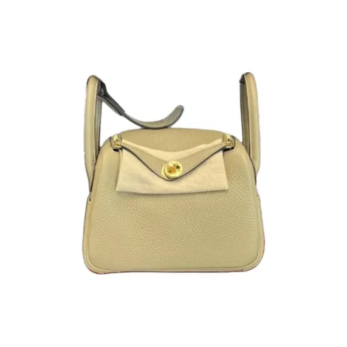HERMES Lindy Clemence Leather Shoulder Bag Crossbody Bag Mini Women's 8Q BEIGE MARFA Marfa Mi