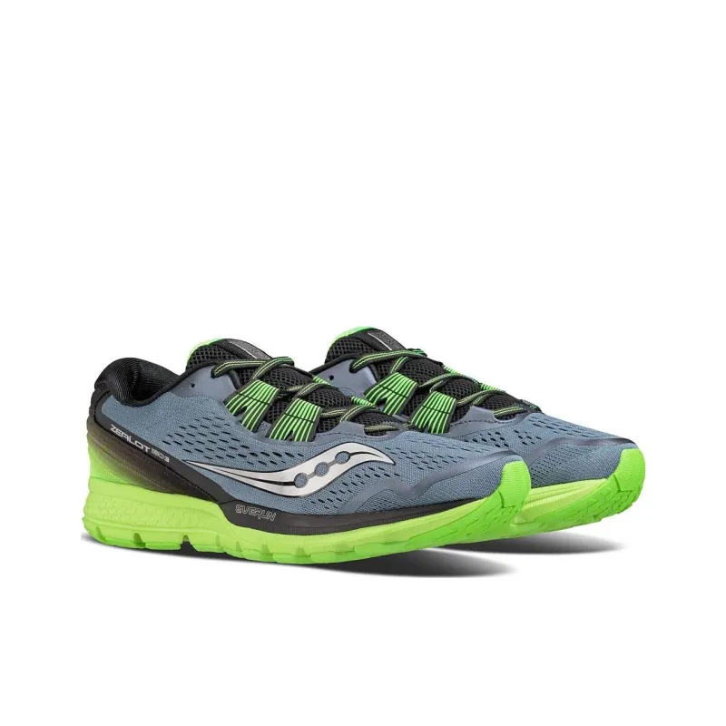 Saucony Zealot Iso 3 Shock Absorbers With Slip Resistant Features Low Top Running Shoes Men's Gray Black Green-2
