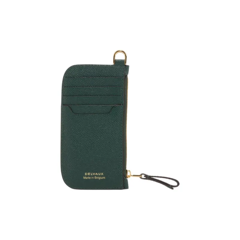 Delvau Shiny Grained Alpina Calf Calfskin Card Holder Women's Green-1