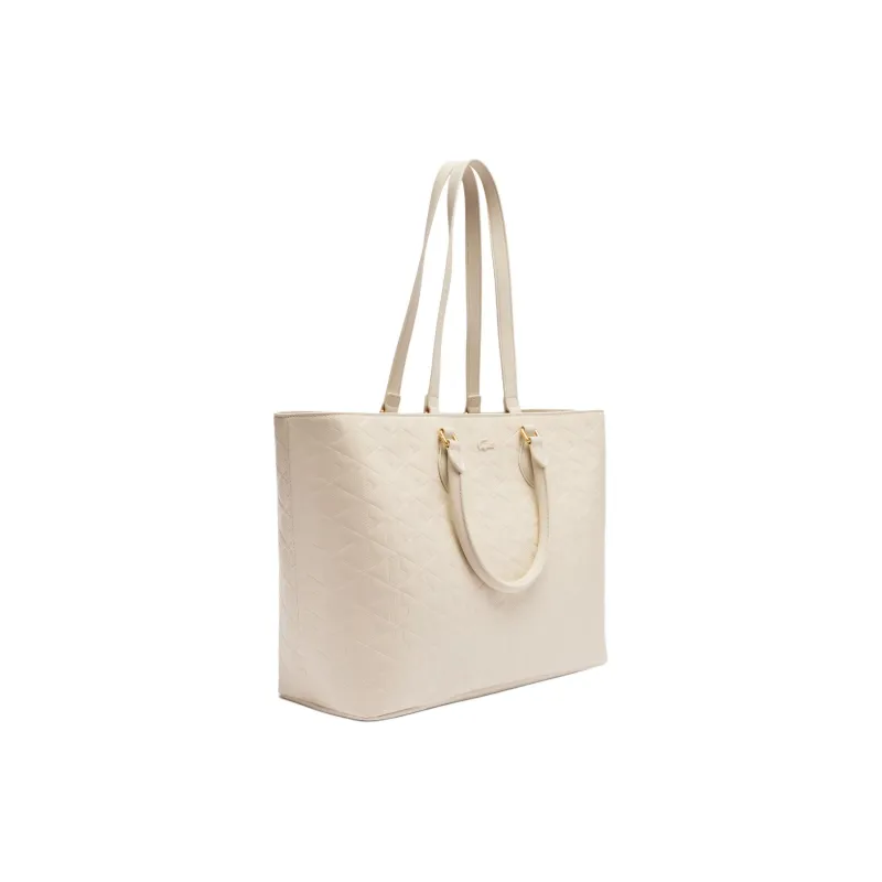 LACOSTE Cow Leather Tote Bag Shopping Bag Shoulder Bag Handbag Women's Bone White-1