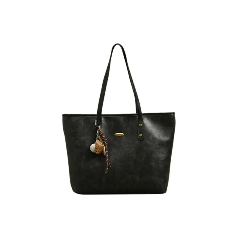 JANE KLAIN Synthetic Leather Tote Bag, Shoulder Bag Regular Large Size Women's Black/Coffee/Brown-0