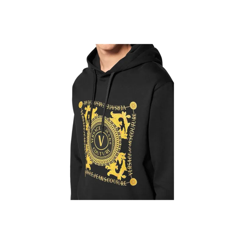 VERSACE JEANS Couture Logo Printed Drawstring Hoodie-4