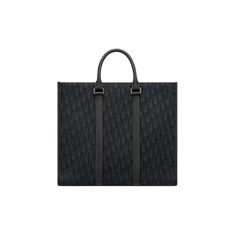 DIOR Oblique Print Grained Cow Leather Shoulder Bag Crossbody Bag Handbag Men's Black-2