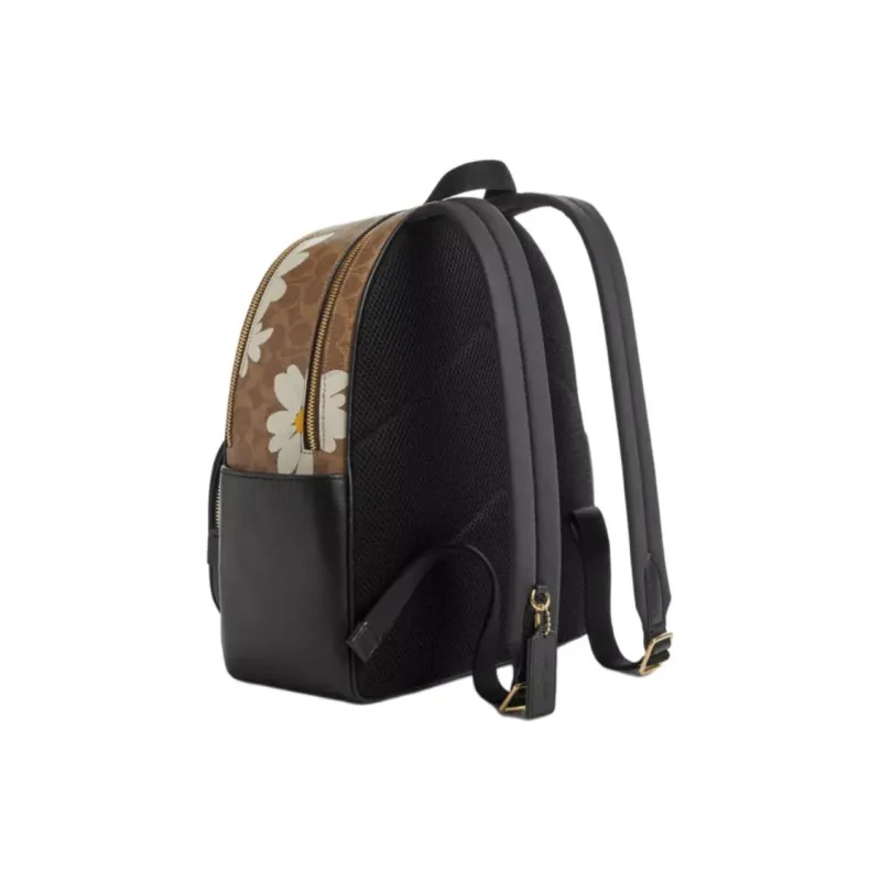 COACH Court Canvas Backpack Large Size Women's Gold & Brown Umber-1
