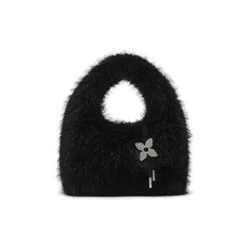 SMFK Faux Fur Handbag Regular Women's Wilderness Black