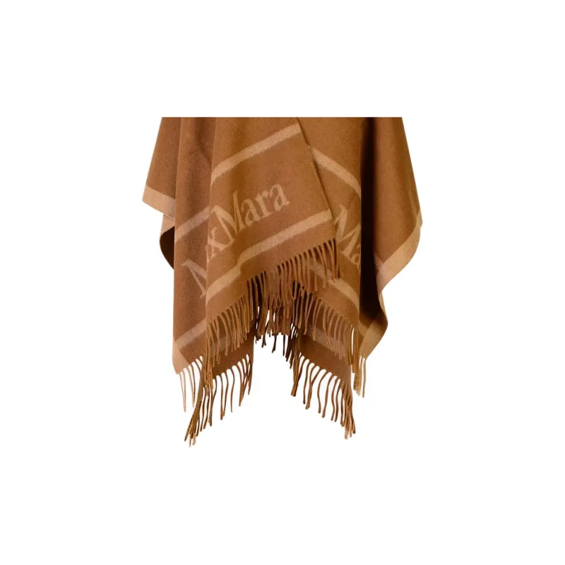 MaxMara Logo Detailed Fringed Cape-5