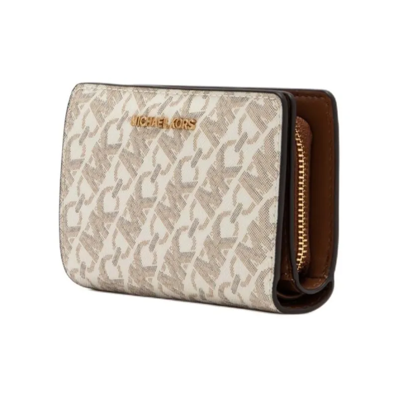 MICHAEL KORS Coated Canvas Wallet Medium Size Women's Vanilla White-1