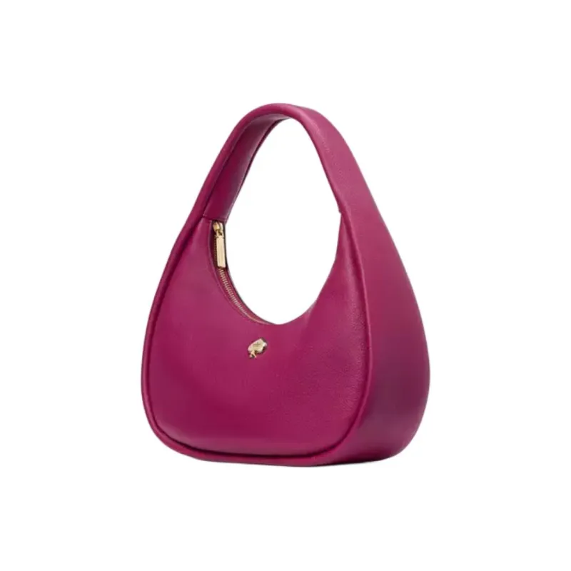 Kate Spade Litchi Grain Leather Handbag, Shoulder Bag Large Size Women's Black Raspberry-1