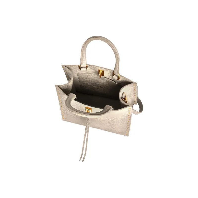 REBECCA MINKOFF Suede Leather Tote Bag Shopping Bag Shoulder Bag Crossbody Bag Handbag Small Size Women's Gray White-2