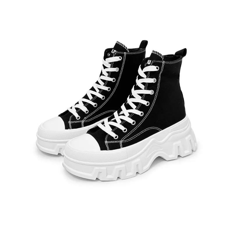 SLNU 3 Coverage Balance Abrasion Resistant Lightweight Slip Resistant High Top Canvas Shoes Unisex Black-1