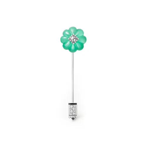 CARTIER White Gold Rhodium-Plated Green Chalcedony Onyx Diamond Accessories Unisex Green